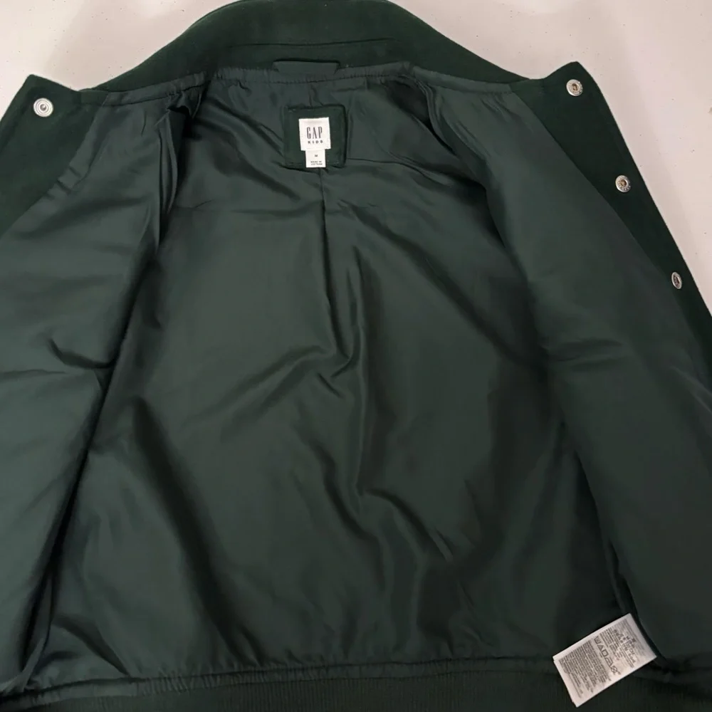 GAP Unisex Kids Forest Green Varsity Jacket sz M-0219